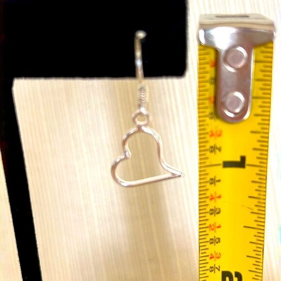 Set of Lovely Silver-Tone Heart Simple Timeless Dangle Earrings - Picture 4 of 5